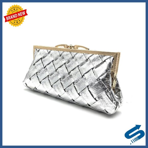 Luxury Checkered Evening Clutch with Detachable Chain Strap